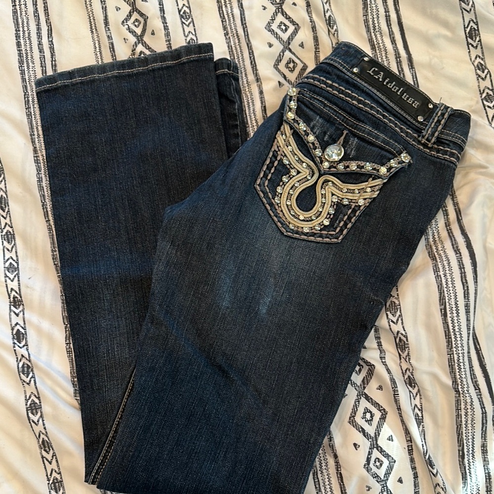 L.A. idol Blue Boot Cut Jeans Classic Style size 31x34